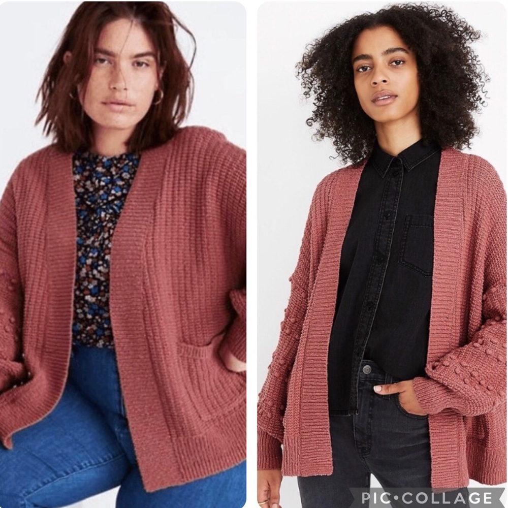 Madewell Bobble Cardigan Sweater Open Front Pockets Oversized Size xxs